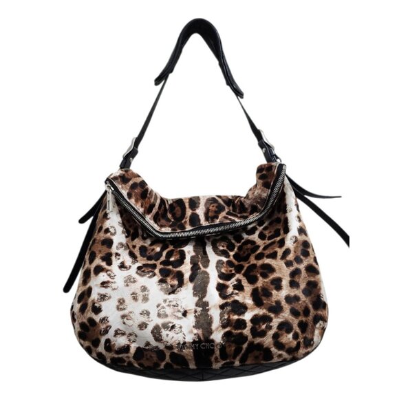 Jimmy Choo Animal Print Hobo Bag Fur & Leather Designer Handbag - Picture 2 of 16